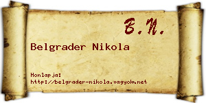 Belgrader Nikola névjegykártya